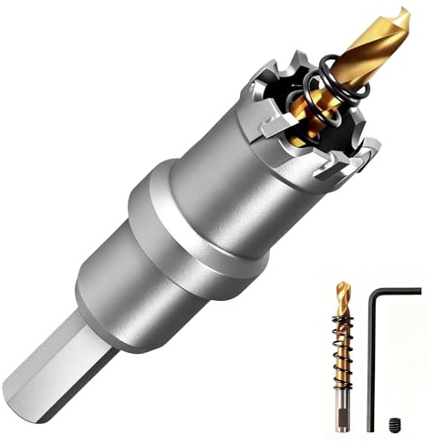 GPtzlei Sega a Tazza TCT 24 mm per Acciaio Inox e Metallo | carburo di tungsteno, 3 taglienti, punta pilota inclusa, valigetta, fori puliti su lamiere tubi profili