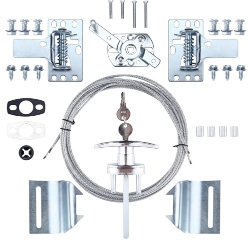 Patioer Universal Garage Door Lock Kit with Spring Latch and Keyed Handle for Single/Double Garage Door 7' - 18' Wide