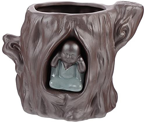 YARNOW Cerámica Maceta Decorativa para Plantas Suculentas De Cerámica Color Café para Oficina y