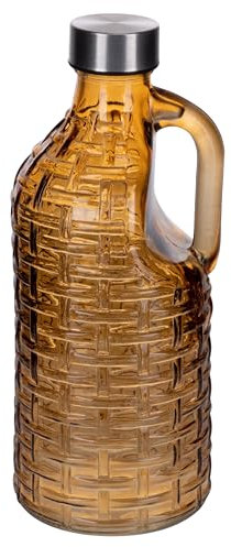 Villa d'Este Home Tivoli 1996 Set 3 Bottiglia acqua 1l in vetro con impugnatura, tappo in plastica PP e acciaio inox, Dulce de Leche