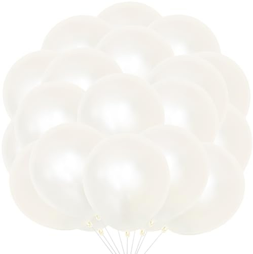 Koboko Ballonger, vit, 20 st 25 cm (10 tum) pärlvita ballonger bröllopsdekoration, vit ballong födelsedagsdekoration, heliumballonger vita för bröllop, födelsedag, babyshower, fest, dekoration