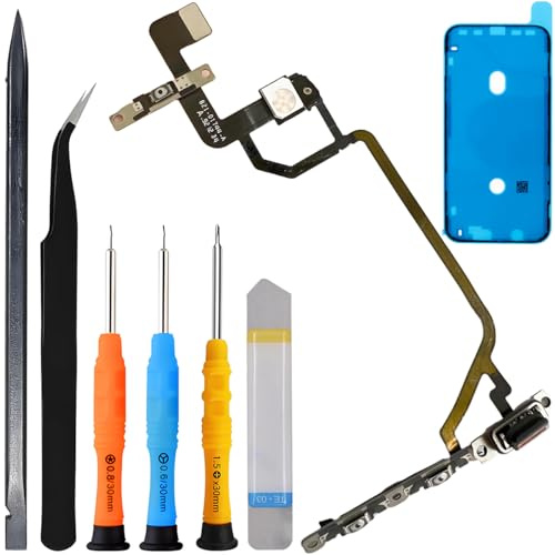 ZHUROUPU for iPhone XR On/Off Power Button Volume Flex Cable, Flash Light Microphone Bracket Mute Key Flex Cable for iPhone XR 2018 6.1in A1984 A2105 A2106 A2108 with Cover Adhesive & Repair Tools