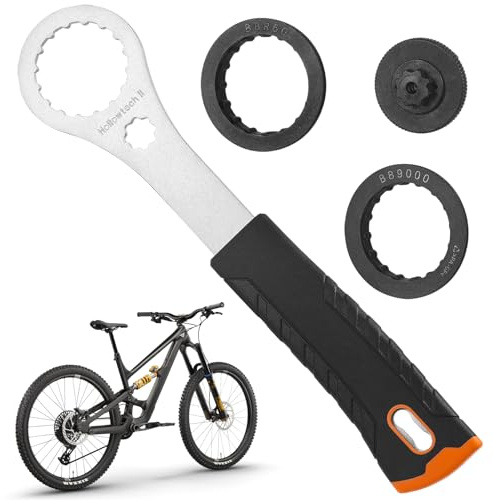 Vaskula Centerlock Werkzeug Tretlagerschlüssel mit 2 Adaptern und 1 Kurbelabdeckungswerkzeug Tretlager Werkzeugs Kompatibel mit Hollowtech II/BBR60/BB9000 für Fahrrad Werkzeug