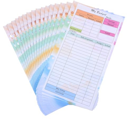 WEKADRIN 14 Blatt Budgetplaner Nachfüllblätter Bunter Ringbuch Einlagen Dickes Papier für Flüssiges Schreiben Vielseitig Nutzbar Handlich für Geldspar Ausgabenplanung