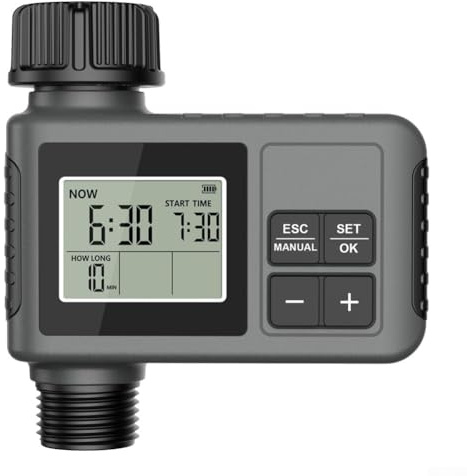 Yuanpgky Minuteur d'eau automatique pour irrigation de jardin avec écran LCD, étanchéité IP55, 3 modes et fonction de verrouillage enfant pour systèmes d'arrosage de pelouse et serre en plein air