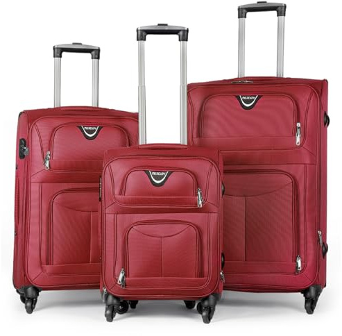 MERCURY TEXTIL - Juego de Maletas 3pcs de Tela (Rojo)