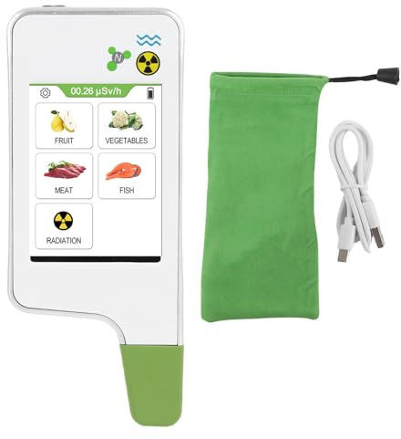 Fafeicy Tragbarer Digitaler Nitrattester, Lebensmittelstrahlungsdetektor, Geigerzähler mit Echtzeitmessung für Fisch, Fleisch, Obst, Gemüse, Meeresfrüchte, Nukleares Abwasser (WHITE)