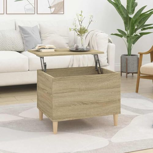 Teenpull Couchtisch Sonoma-Eiche 60x44,5x45 cm, Holzwerkstoff, höhenverstellbar, mit Stauraum, für Wohnzimmer, Stabiler Beistelltisch