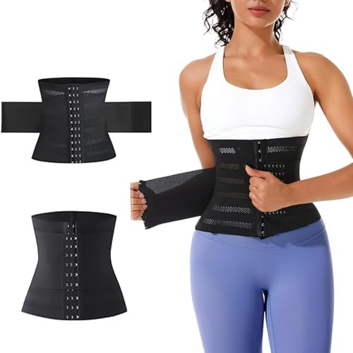 Ceinture de Fitness Ajustable Serre-Taille Femme Ceinture Amincissante Gaine Ceinture de Mise en Forme Post-Partum D'entraînement Cibler la Taille et l'abdomen(Noir L)