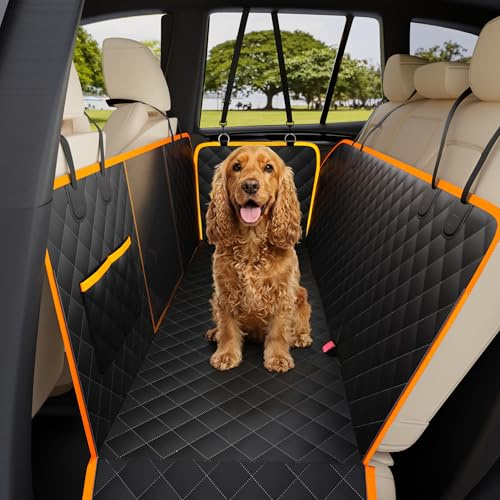 Daisy & Max Dog Car Seat Cover for Dogs – Waterproof Back Seat Hammock Cars Boot Cover Truck SUV, Anti-Slip Backing, Heavy Duty Oxford Fabric, Mesh Window, Seat Belt Access Storage Pocket 137x147cm