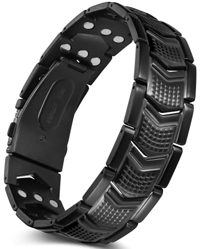 Jeracol Magnetarmband Herren fur Lymphdrainage Reines, Reduziert Schmerzen und Arthritis Titanstahl Magnet Armband Heilung Herren,verstellbares Armband und Schmuck-Geschenkbox Magnetarmband Energetix