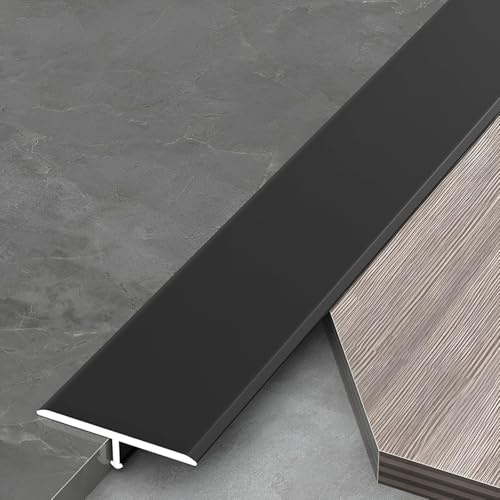 Aluminium T-Übergangsprofil & Übergangsleiste 2x135 cm Schwellen Fugenprofil für Türbereich Wasserdicht Rostfrei Kratzfest Trittfest für Fliesen Laminat Vinyl innen Bad Küche(Schwarz,Breite: 3cm)