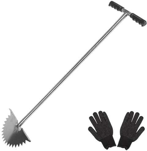 MAGICLULU Coupe-Bordures Manuel en Acier Inoxydable Demi-Lune, Outil Portable pour Bordures de Trottoirs et Allées, Tondeuse de Jardin pour Aménagement Paysager et Entretien Pelouse