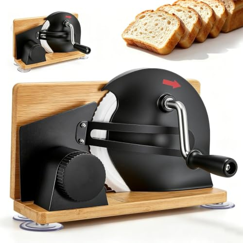 Brotschneidemaschine, Brotschneidemaschine Klappbar Manuell, Edelstahl 304, Allesschneider Mit Skala, Einstellbare Scheibendicke, Brotschneider Für Käse,Brot und Gemüse (Schwarz)