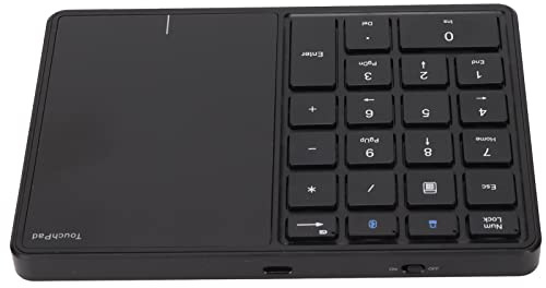 Greensen Teclado Numérico Inalámbrico, Teclado Numérico ABS Bluetooth 4.2 con Panel Táctil, Modo Dual 2.4G, 22 Teclas, 500 MAh Recargable, para Computadora Portátil, PC, Mac, Viajes, Oficina, (Black)
