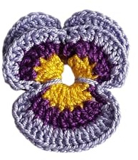 Pansy Crochet Brooch Handmade – Purple Floral Pin – Botanical Textile Jewelry Gift for Women