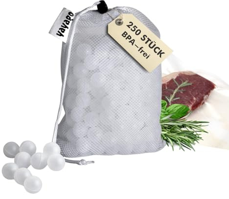 Yayago Sous-Vide Isolationskugeln 250 Stück I Isolierkugel-Set BPA-frei inkl. Tasche I Für Sous Vide Herd & Wasser-Bad I Sous-Vide Kugeln für konstante Temperatur im Garprozess I Ideales Kochzubehör