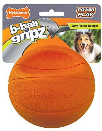 Nylabone Power Play Gripz Felt Basketball Rubber Fetch Toy, Squeaky Ball for Dogs, Medium (1 Count)