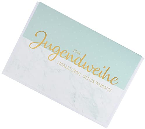 Perleberg Karte zur Jugendweihe - Lifestyle Collection - Jugendweihe Geldgeschenke für Jungen & Mädchen - Jugendweihekarten Mädchen & Jungs - Postkarte mit Umschlag in 11,6 x 16,6 cm
