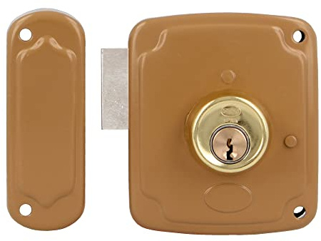 Amig - Serratura a Sovrapposizione in Lega di Acciaio | Sicurezza Porta Ingresso o Interna | Facile Installazione con 3 Chiavi | Resistente a Ruggine e Corrosione, Oro, 80 x 95 mm