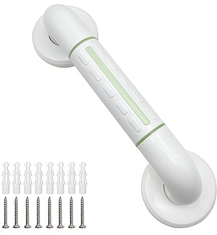 Bathroom Grab Rail Shower Safety Handle with Anti-Slip Grip Support Handles for Elderly Hand Rail for Shower, Bath Grab Handle Non Skid for Bathtub,Toilet,Bathroom, Stairway, White 30cm
