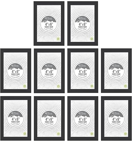 M1SS (Set of 10 Classic Design 4 x 6 Inches Photo Frame Styrene Front Window Black Colour Frame Sleek Design Amazing Collection Of Small Picture Frame For Home Office (Wall Hanging & Tabletop)