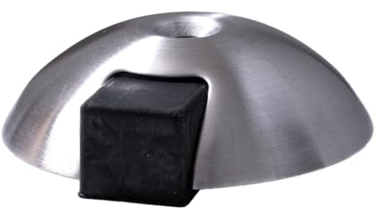 FELGNER Boden-Türstopper | runder Türpuffer, Anschlagschutz mit aufgesetztem Gummi zum Schutz der Haustür, Wohnungstür, Bürotür | Länge: 70 mm | Edelstahl matt