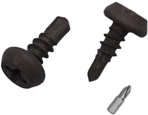 SKIR'CO (100 Stück) Selbstbohrende Schrauben 3,5 x 9,5 mm, schwarze Phosphatierung, Kreuzschlitz Flachkopf, selbstschneidende Schrauben