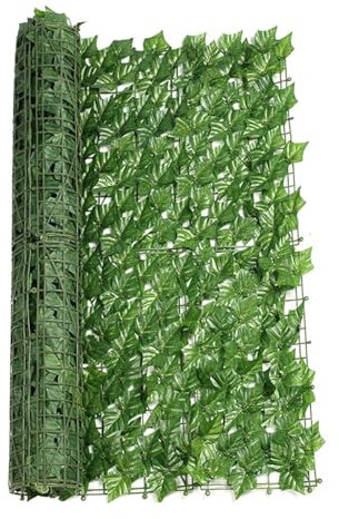 Valla de hiedra artificial para valla de privacidad artificial, 50 00 cm, valla de privacidad, pantalla de privacidad de hiedra artificial de alta densidad, pantalla decorativa para valla de
