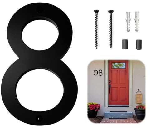 JAONLD Numero Civico Esterno Moderno 3D Esterno Personalizzato Numero Casa Grande,Look Moderno e Galleggiante Resistente alle Intemperie,Vite Fissa Porta Numero per Porte Ufficio,Caselle Postali(8)