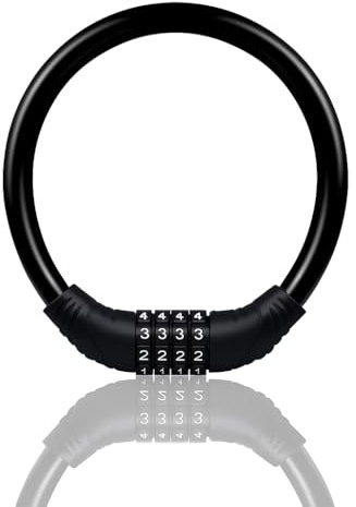 Mavendo Fahrradschloss Zahlenschloss Schloss mit Zahlen Klein, 4 Stellig Kabelschloss Fahrrad Kettenschloss mit Zahlencode Fahrradschloss Mountainbike Motorrad Scooter Bike Locks in Schwarz
