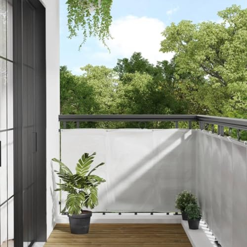 Mokuyary Protección visual para balcón, color gris claro, 90 x 500 cm, 100 % poliéster Oxford, revestimiento para balcón, cubierta opaca contra el viento para jardín, terraza, exterior