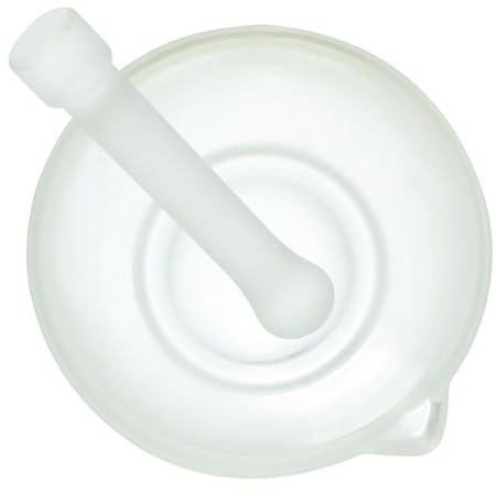 DECOMELODY Mortero de Vidrio de 90 Mm con Vaso para Moler Medicamentos, Tazón de Molienda Práctico para Laboratorio y Cocina, Trituradora Portátil para Especias y Pastillas Estilo Aleatorio