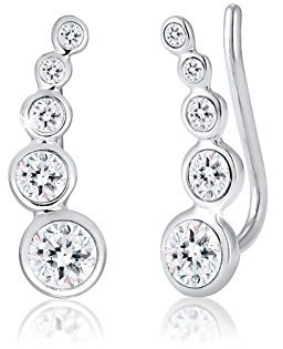 Elli Earcuffs Silber 925 Ohrmanschetten Damen Ohrringe für Frauen Ohrklemmen mit Steinen 0.015ct 0.06ct 0.1ct 0.24ct Länge 17.5mm 0309230916