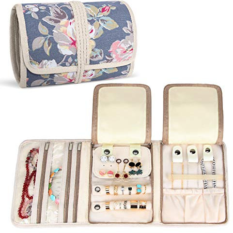 Teamoy Gioielli Rotolo, Organizzatore Portagioie per i Bracciali, Collane, Orecchini, Materiale in Velluto, Peonia