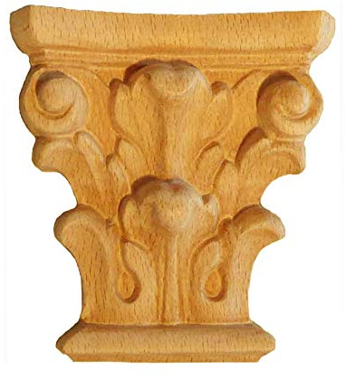 Déco Parisienne Chapiteau corinthien sculpté 105x110 Console à Volute en Bois Massif KA686