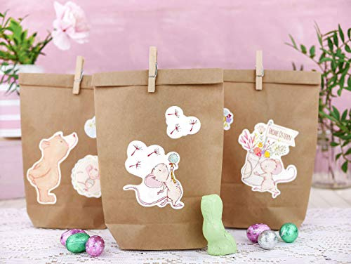 Papierdrachen 12 Osternester für Kinder & Erwachsene - DIY Geschenktüten zu Ostern - Motiv Bären und Mäuse - Ostergeschenke für Kinder - Set 3