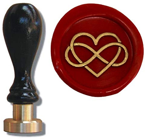 Siegel Stempel Petschaft Unendliche Liebe 24 mm für Hochzeit, Siegelstempel Herz mit Unendlichkeits Symbol