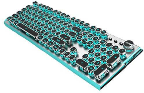 LJFLI Clavier Gaming Souris Filaire Rétro Punk Translucide Jeu de Sport en Ligne Manger du Poulet Alliage de Titane rétroéclairé Noir Bleu axe Bleu