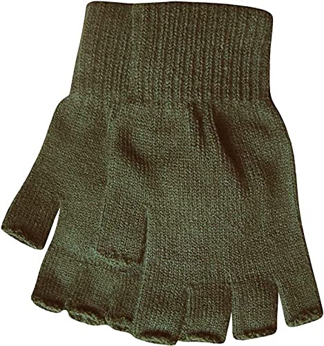 Herren Damen Unisex fingerlose oder volle Finger-Handschuhe, Thermofutter, Winter, dicke Wolle, gestrickt, extra warm, grün, Womens