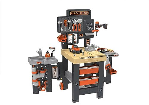 Smoby Black and Decker Kids Mega Centre Workbench Age 3+ with 95+ Accessories Pretend play toy workbench with tools