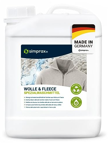 SIMPRAX® Lessive Laine Et Delicat - GOTS Approved - Lessive Main & Machine Végétalienne & Sans Parfum - Douce pour la Peau, Spéciale Detergent Cachemire, Laine, Mérinos, Soie Angora Alpaga, 2,5L