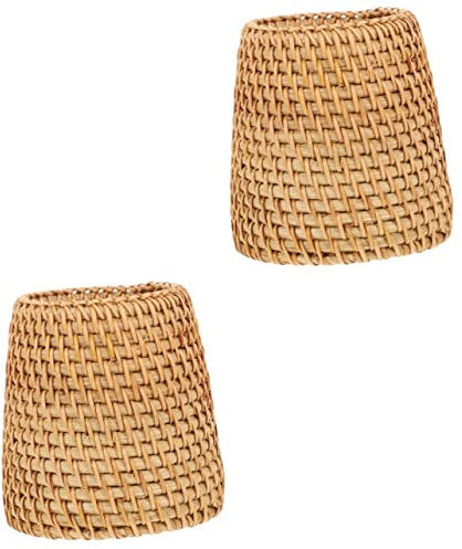 NUOBESTY 2pcs Household Pen Container Makeup Brush Bucket Decorative Pencil Holder Table Organizer for Dressing Table Rattan Pen Pot Stationery Pot Desktop Organizer for Storage School Stat