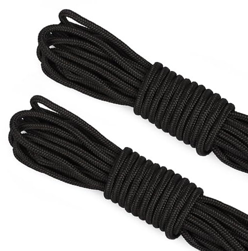 YAYODS 60M Black Nylon Rope, 6MM Thick Nylon Cord, Multi-Functional Nylon String Heavy Duty Hanging Cord String, Traction Tying Rope for Camping Outdoor Garden