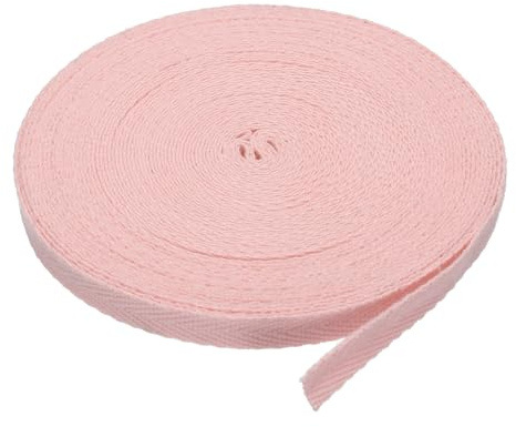 PATIKIL Baumwollband Baumwolle Gurtband 6mm x 9m, Schrägband Baumwoll Nahtband Köperband Saumband Einfassband Stoffband Webband zum Nähen für DIY Basteln Stricken Verpackung, Blasses Rosa