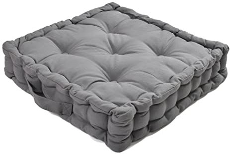 100% Cotton Armchair Booster Cushion Large Square Booster Seat Pad Dining Chair Thick Firm Cushion, Ideal for Home, Office, Garden, Pregnancy, Maternity, Elderly, Post Surgery (Grey)