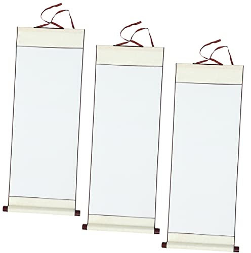 KONTONTY Chinese Calligraphy Blank Hanging Scroll Paper 3Pcs Semi-Ripe Xuan Paper Storage Box Wall Painting Scrolls Lightweight and Portable Suitable for Art Projects and Home Decoration