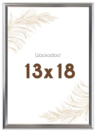 Wackadoo Bilderrahmen 13x18 Silber Fotowand Fotorahmen aus leichtem Kunststoff mit Glas Picture frame Poster