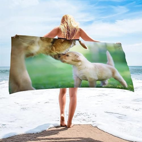 okoikfc 3D Strandtuch 80x160 cm Süßer Hund Badetuch Groß Süßer Hund Microfaser Handtücher Weich Schnell Trocknen Strandhandtuch Herren Frauen Badetücher, Strandtücher Strandlaken Handtuch A1228