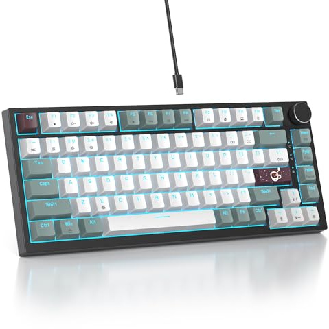 SbocKeeb V400 Teclado Mecanico 75% Gasket Mouted, Personalizado Intercambiable En Caliente 75% TKL Cableado Mecánico RGB Teclado con Almohadillas Que Absorben El Sonido, Americano QWERTY Programable